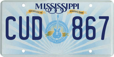 MS license plate CUD867