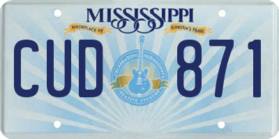 MS license plate CUD871
