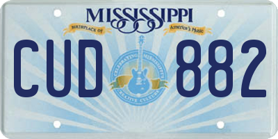 MS license plate CUD882