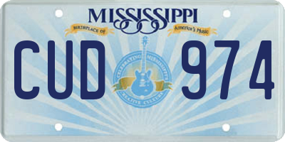 MS license plate CUD974
