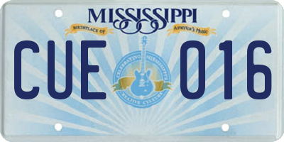 MS license plate CUE016