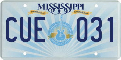 MS license plate CUE031
