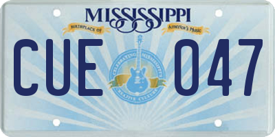 MS license plate CUE047