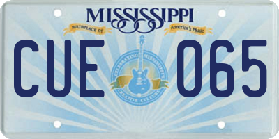 MS license plate CUE065