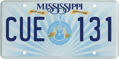 MS license plate CUE131