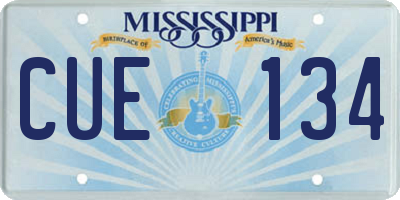 MS license plate CUE134