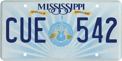 MS license plate CUE542