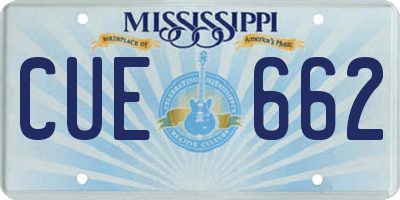 MS license plate CUE662