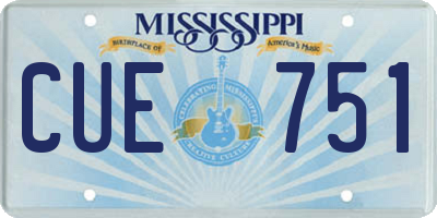 MS license plate CUE751