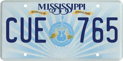 MS license plate CUE765