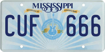 MS license plate CUF666