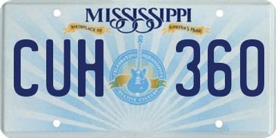 MS license plate CUH360