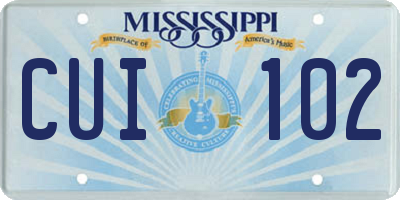 MS license plate CUI102