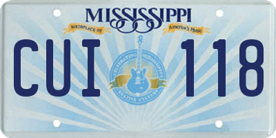 MS license plate CUI118