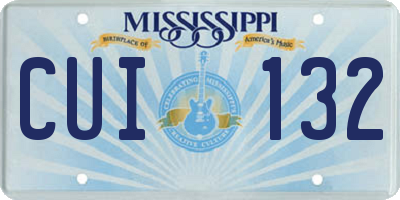 MS license plate CUI132