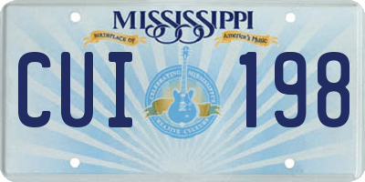 MS license plate CUI198