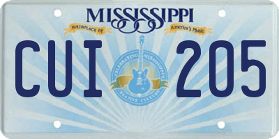 MS license plate CUI205
