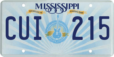 MS license plate CUI215