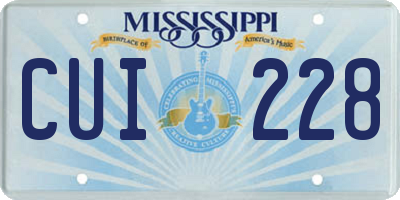 MS license plate CUI228