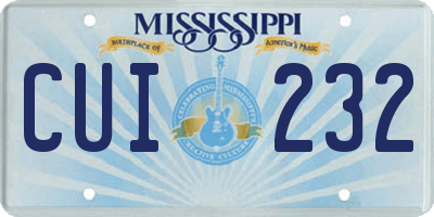 MS license plate CUI232