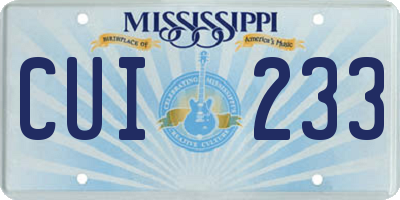 MS license plate CUI233