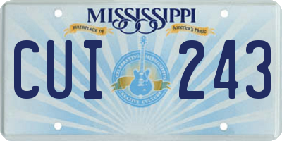 MS license plate CUI243