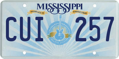 MS license plate CUI257