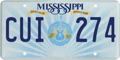 MS license plate CUI274