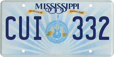 MS license plate CUI332