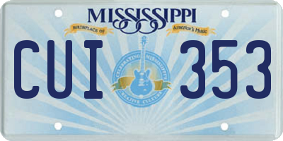 MS license plate CUI353