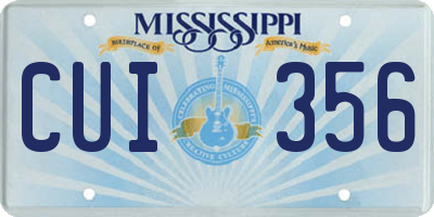 MS license plate CUI356