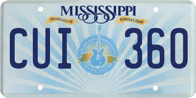 MS license plate CUI360