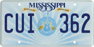 MS license plate CUI362