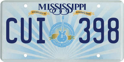MS license plate CUI398
