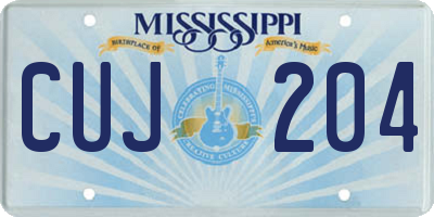 MS license plate CUJ204