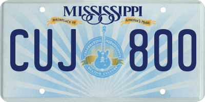 MS license plate CUJ800