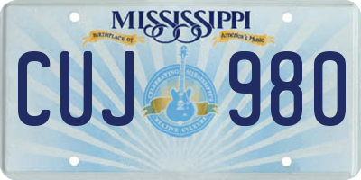MS license plate CUJ980