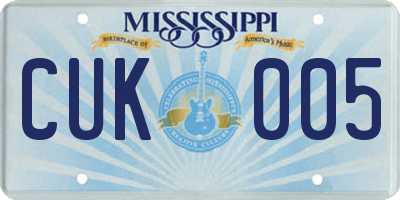 MS license plate CUK005