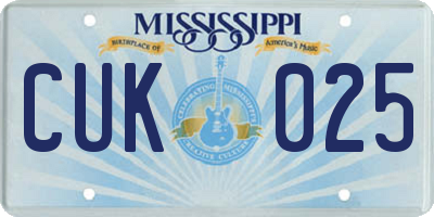 MS license plate CUK025