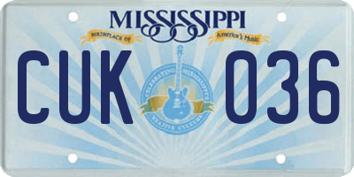 MS license plate CUK036