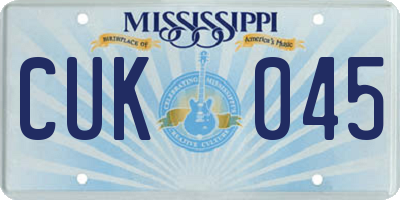 MS license plate CUK045