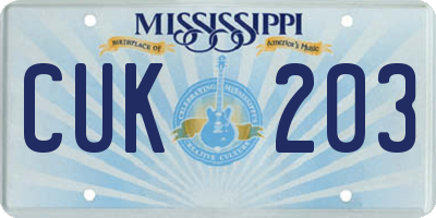 MS license plate CUK203