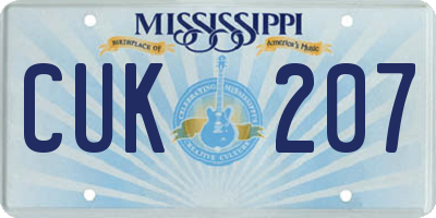MS license plate CUK207