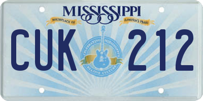 MS license plate CUK212