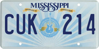 MS license plate CUK214
