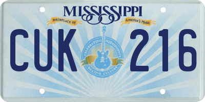 MS license plate CUK216