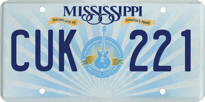 MS license plate CUK221