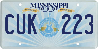 MS license plate CUK223