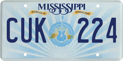 MS license plate CUK224