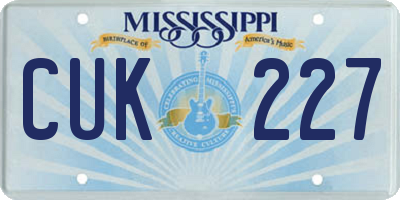 MS license plate CUK227